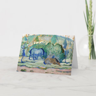 Carte Chevaux de pâturage par Franz Marc, Art Vintage