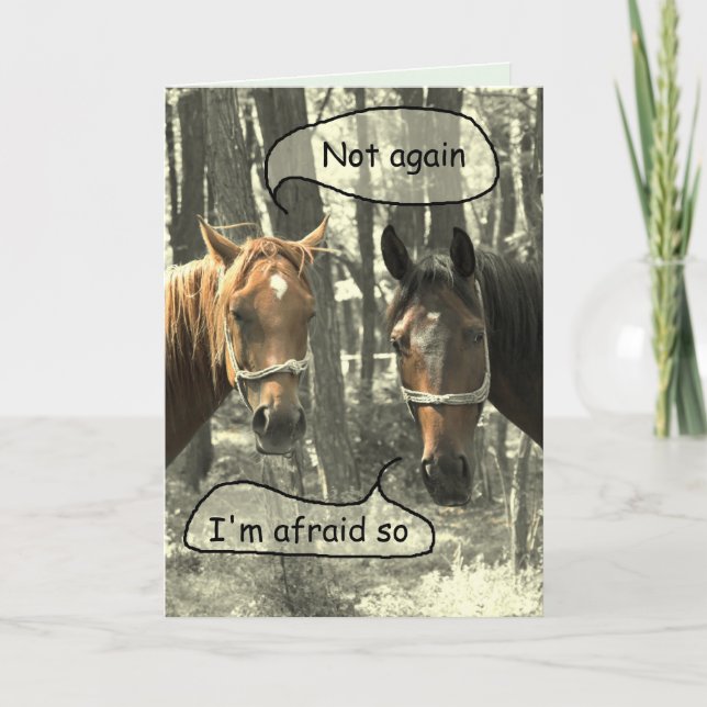 Carte Chevaux d'Humours subtils Parlant Anniversaire (Devant)