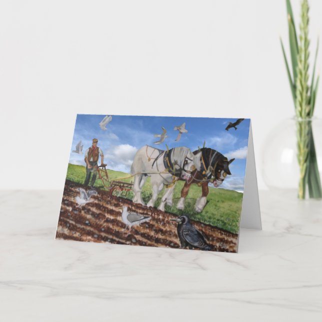 Carte Chevaux Lourds Qui Jouent En Mars Vide (Devant)