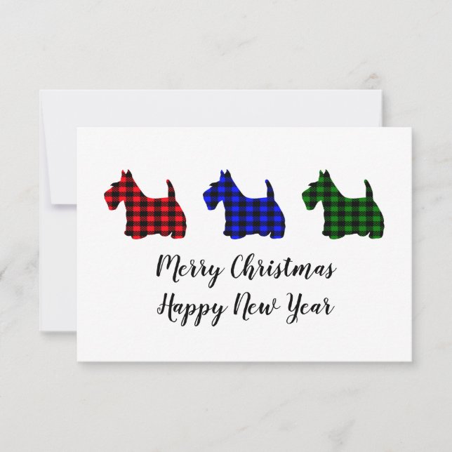 Carte Cheveux Buffalo Plaid Christmas Scotties (Devant)