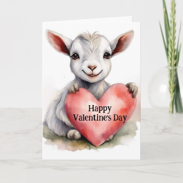 Carte Chèvre adorable pour la Saint-Valentin (Devant)