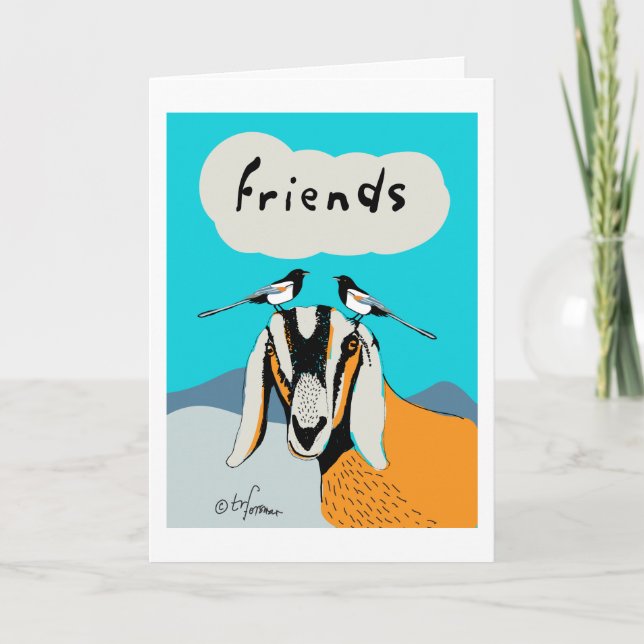 Carte Chèvre avec des amies de pie (Devant)