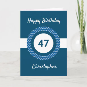 Carte Chevron Blue 47th Birthday Card