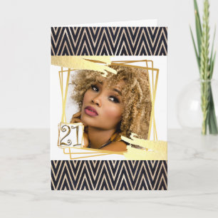 Carte chevron noir or moderne forme abstraite 21e