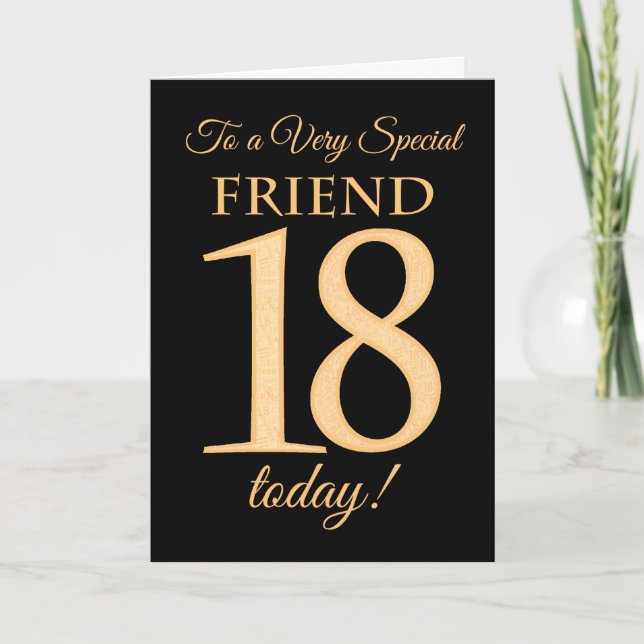 Carte Chic 18ème effet or sur Black pour Ami Anniversair (Devant)