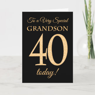 Carte Chic 40ème effet or sur Black, Grand-fils Annivers