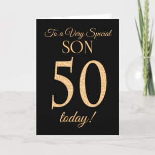 Carte Chic 50ème effet or sur Black, pour Son Anniversai