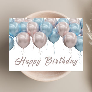 Carte Chic Boho Balloons Script moderne Joyeux anniversa