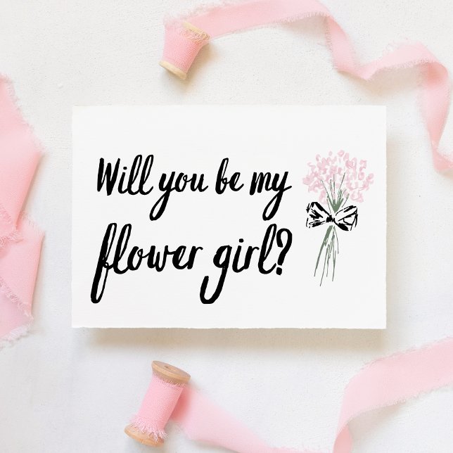 Carte Chic Bouquet Serez-Vous Ma Proposition Flower Girl (Surprise your flower girl with this beautiful, hand-lettered card featuring a delicate bouquet.)