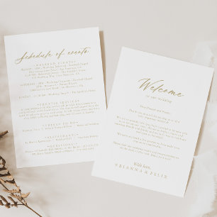 Carte Chic Calligraphie or Mariage Bienvenue