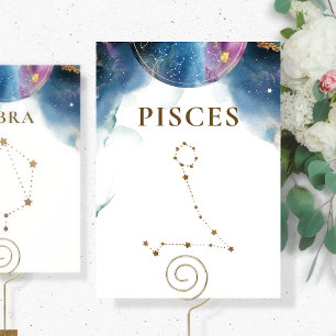 Carte Chic Celestial Pisces Constellation Numéro de tabl