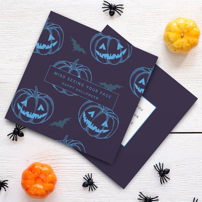 Carte Chic Citrouille Bat Halloween (Chic Pumpkin Bat Halloween Card)