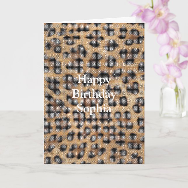 Carte Chic Cream Brown Leopard Animal Print Sparkle (Orchidée)