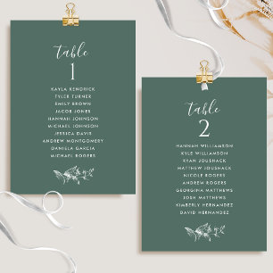 Carte Chic Deep Green Seating Plan avec/ Nom de l'