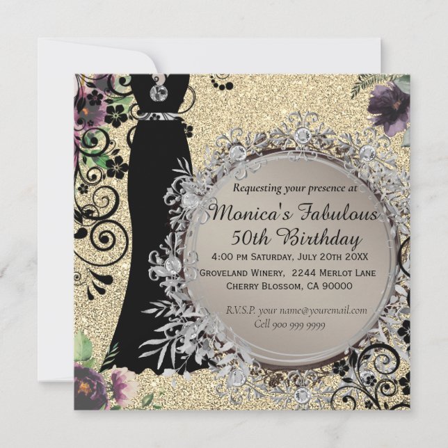 Carte Chic Elegant Fabulous 50e anniversaire (Devant)