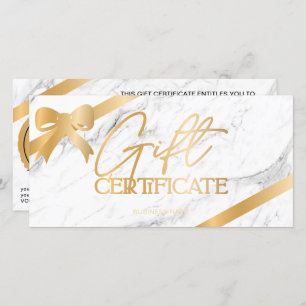 Carte Chic en feuille d'or ruban logo logo cadeau certif