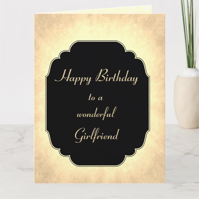 Carte Chic et stylé Joyeux Anniversaire Petite Amie (Devant)