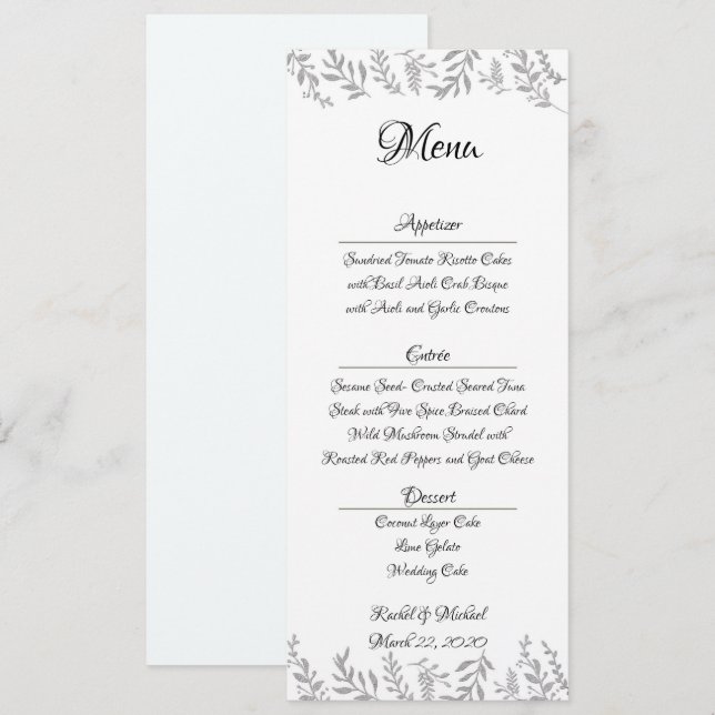 Carte Chic Feuille de réception à huile d'argent (Devant / Derrière)