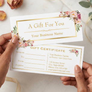 Carte Chic Floral Gold Beauty Salon Certificat cadeau
