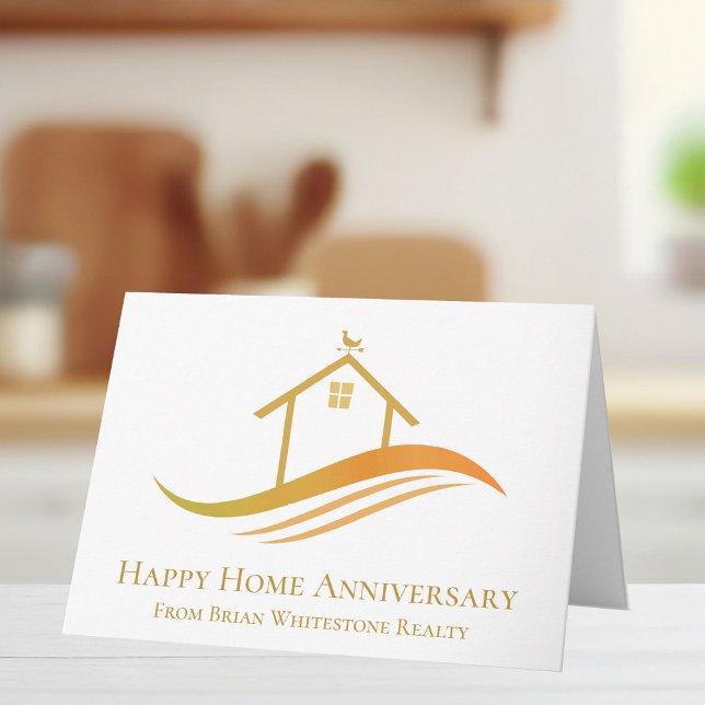 Carte Chic Gold House Immobilier Happy Home Anniversaire (Créateur téléchargé)