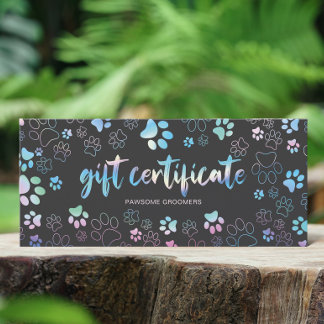 Carte Chic Holographique Empreinte de patte Chien Groome