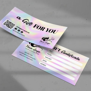 Carte Chic Holographique Hair Salon Certificat Cadeau Lo