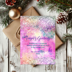 Carte Chic iridescente argent parties scintillant Noël n