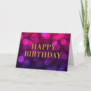 Carte Chic Magenta Bokeh Lights Faux Gold Joyeux Anniver