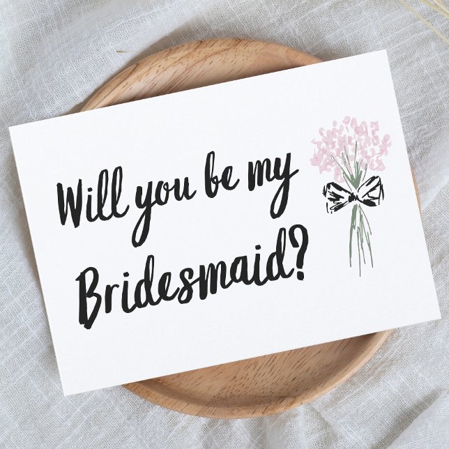 Carte Chic Main Dessinée Serez-Vous Ma Proposition D'Épo (Sweet and charming card featuring a delicate bouquet design, perfect for your bridesmaid proposal.)