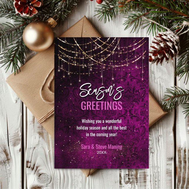 Carte Chic mauve or lumières Noël nouvel an (Créateur téléchargé)