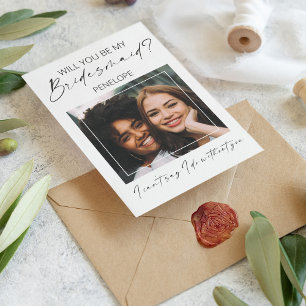 Carte Chic Minimal Photo   Serez-vous ma demoiselle d'ho