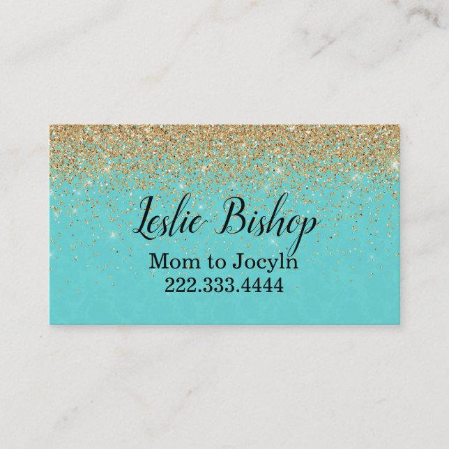 Carte chic moderne de maman d'or et de turquoise (Devant)