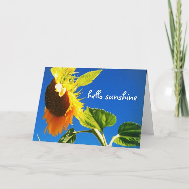 Carte Chic moderne tournesol jaune Hello Sunshine Script (Devant)