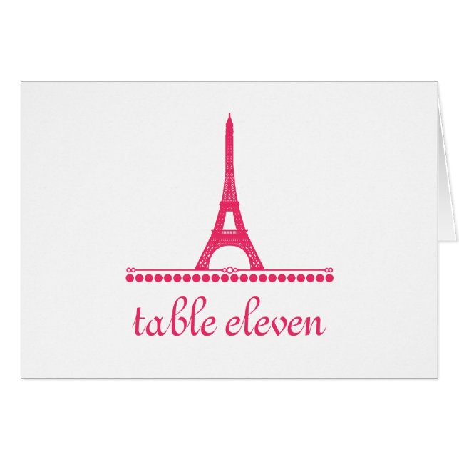 Carte Chic Numéro De Table Parisienne, Rose (Devant horizontal)