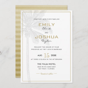 Carte Chic Palm Tree & Gold Faire-part de mariage