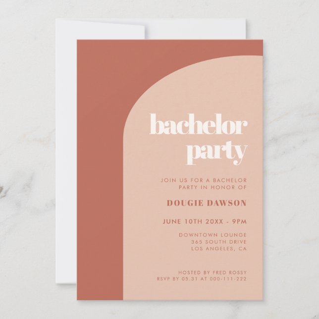 Carte Chic pêche en terre cuite Bachelor Party Invitatio (Devant)