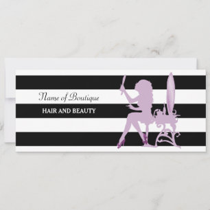 Carte Chic Purple Girl Stripes Certificat Cadeau Salon