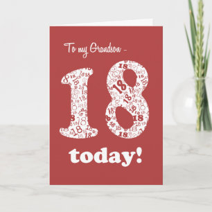 Carte Chic Red, White 18th Birthday for Grandson