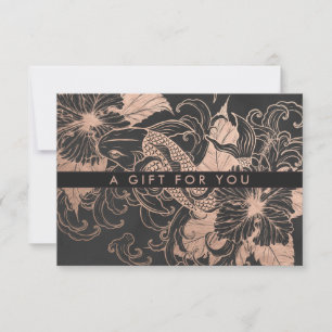 Carte Chic Rose Gold Floral Koi Certificat cadeau