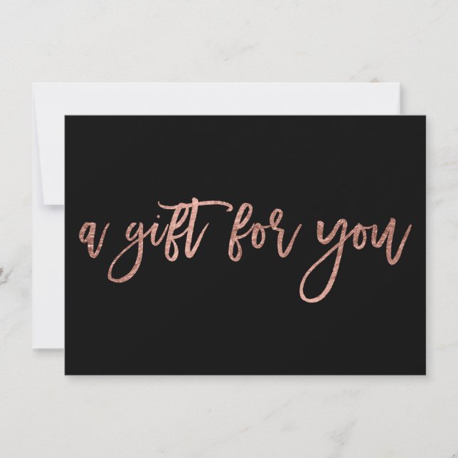Carte Chic rose or noir script spray certificat cadeau (Devant)