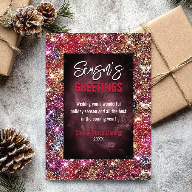 Carte Chic rouge irisé Parties scintillant Noël nouvelle (Créateur téléchargé)