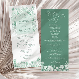 Carte Chic Sage Green Chinoiserie Floral Wedding Program