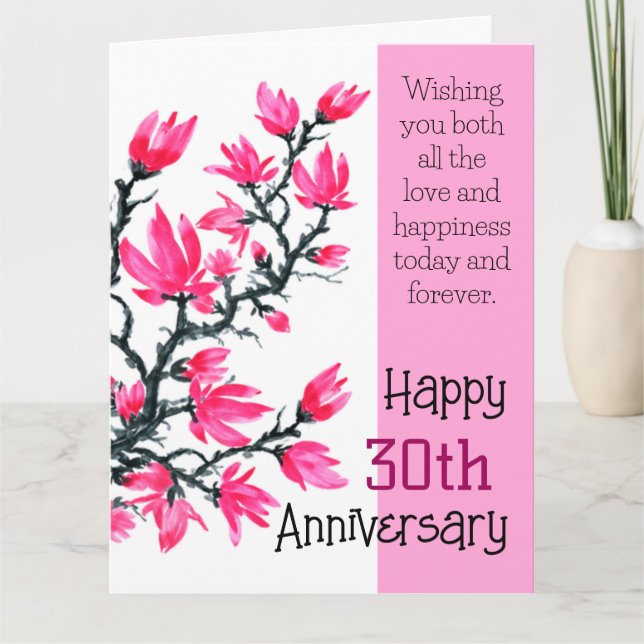 Carte Chic Sakura Fleur rose Anniversaire Floral (Devant)