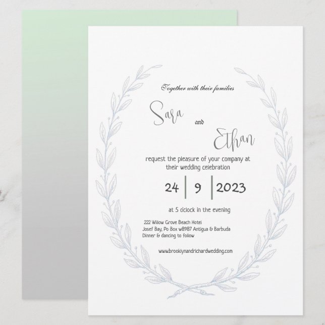 Carte Chic Shabby Botanique, Fleur sauvage, Romantique (Devant / Derrière)