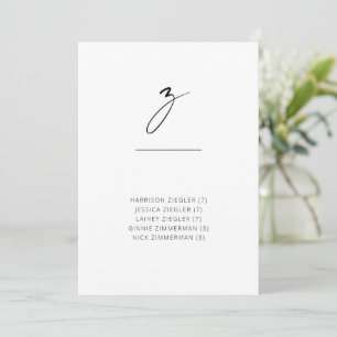 Carte Chic + Simple Script Moderne Siège Alphabétique Z