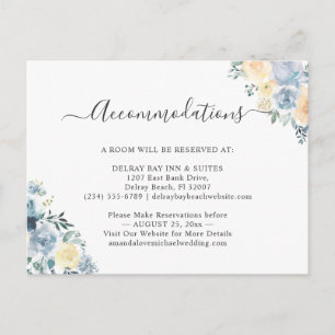 Carte Chic Vanilla Blue Floral Hébergements