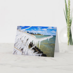 Carte Chicago icy skyline greeting card