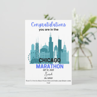 Carte Chicago Marathon 2025 Acceptance Runner Cadeau
