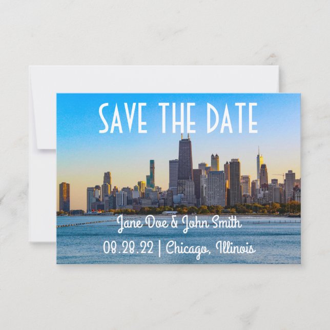Carte Chicago Skyline Enregistrer la date (Devant)
