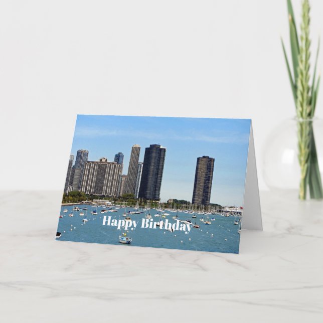 Carte Chicago Waterfront Skyline Photo Anniversaire (Devant)